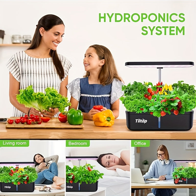 Hydroponics Growing System - 8Pods/12Pods Indoor Herb Garden, Height Adjustable Plant Germination Kit - Countertop Indoor Grow Kit, Black