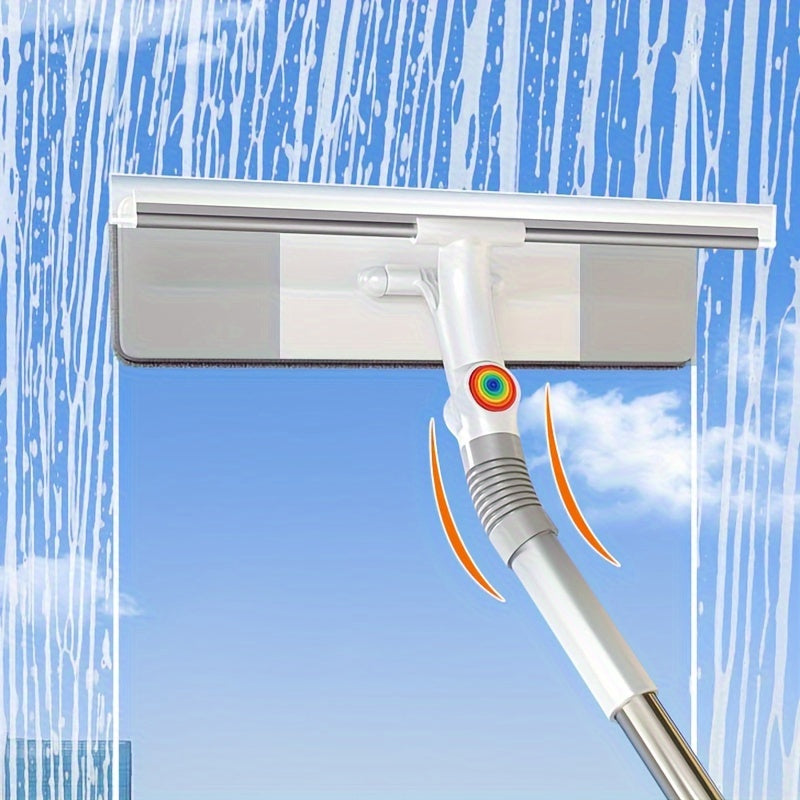 2 in 1 Extendable Window Squeegee and Scrubber - Long Handle for Wet and Dry Use on Glass, Car Windows, Floors, and Furniture, Ideal for Halloween and Christmas Gifts