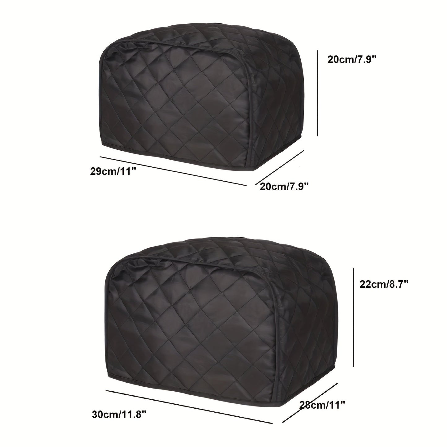 Toaster Cover - Quilted Polyester Fabric for 2 and 4 Slice Toasters - Dust-Proof with Fingerprint Protection, Fits Most Standard Models
