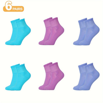 6 Pairs Unisex Diabetic Crew Socks – Cushioned Sole, Seamless Toe, Non-Binding Top, Breathable Knit Fabric Blend of Polyester, Nylon, and Spandex