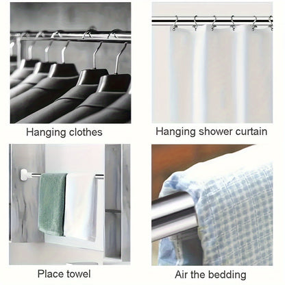 Adjustable Tension Curtain Rod - Heavy-Duty, No-Drill Extendable Rod for Shower, Closet, Window, Towel Rack - Metal and Plastic Home Accessory