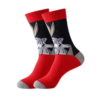 5/10/20 Pairs Vibrant Men’s Animated Character Mid-Calf Socks - Soft, Breathable, Sweat-Absorbing, Comfy for All Seasons - Unique Gift Idea