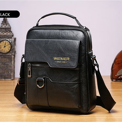 Vintage Genuine Leather Crossbody Bag for Men - Classic Business Shoulder Bag Design