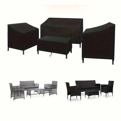 4 Piece Ultimate Waterproof Patio Furniture Cover Set – Durable Windproof Covers with Buckle Strap and Adjustable Drawstring for Sofa, Chairs, Coffee Table, Outdoor Living Room and Balcony Protection