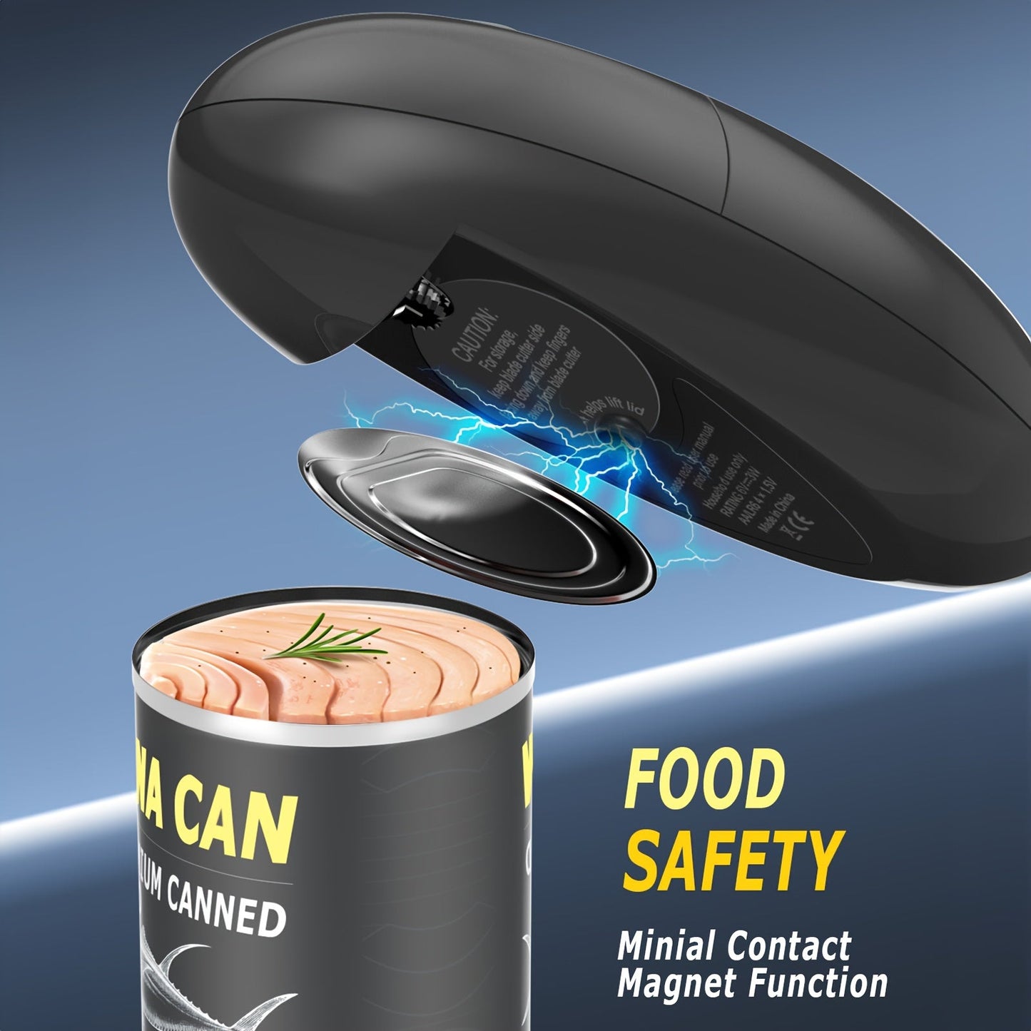 Electric Can Opener - One-Touch Automatic with Smooth Edge, Battery Operated Handheld for All Can Sizes, Ideal for Seniors and Arthritis - Black