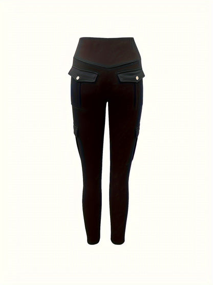 High-Waisted Butt Lifting Yoga Leggings - Women's Fall & Winter Activewear with Pockets, Moisture-Wicking, Four-Way Stretch, Breathable - Solid Color, Perfect for Fitness, Running, Outdoor Activities