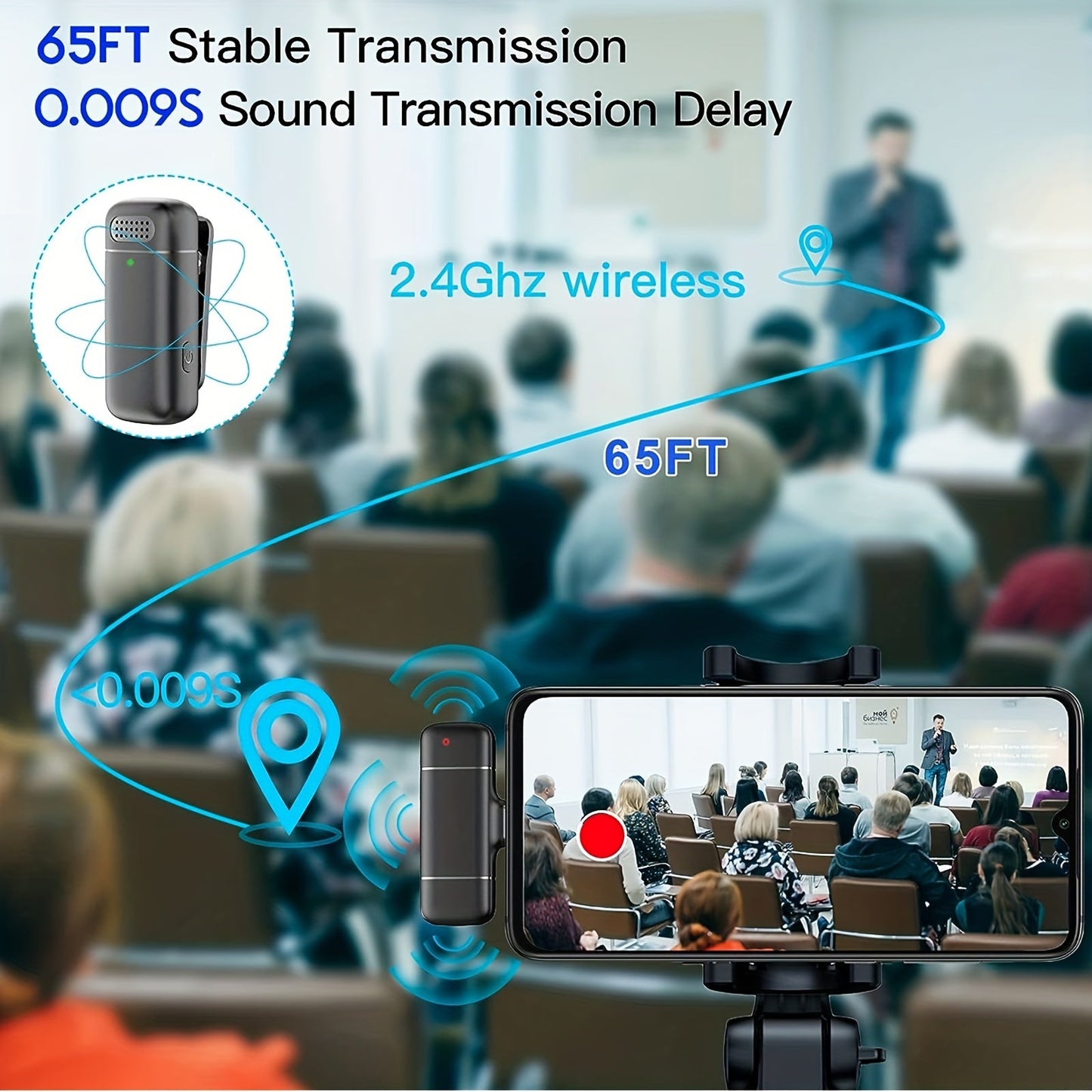 Pro Wireless Lavalier Mic System - Omnidirectional Condenser, Digital Display, Charging Case, Crystal-Clear Audio - Ideal for Interviews, YouTube, Vlogging, and Public Speaking