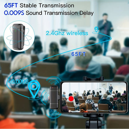 Pro Wireless Lavalier Mic System - Omnidirectional Condenser, Digital Display, Charging Case, Crystal-Clear Audio - Ideal for Interviews, YouTube, Vlogging, and Public Speaking