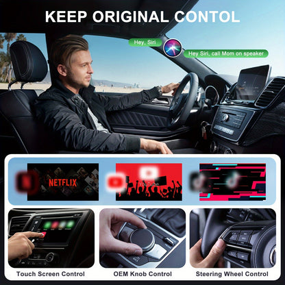 Portable Wireless CarPlay Adapter – Upgrade Wired to Wireless CarPlay, Plug and Play, Fast Connection for Videos, Music, Navigation, Phone Calls, Compatible with iPhone iOS 10+