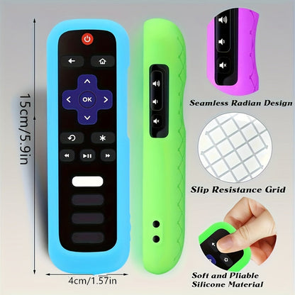 2pcs Universal Silicone Remote Cover with Lanyard - Glow-in-the-Dark, Protective Sleeve for Roku TV, TCL, Hisense Streaming Stick and Voice Remotes