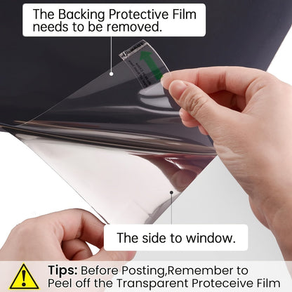 Classic One Way Privacy Window Film - 3mil PVC, Peel and Stick Sun Blocking Reflective Mirror Film with Anti-UV - Daytime Privacy for Home and Office