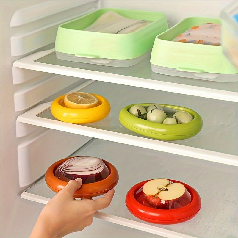 Set of 4 Silicone Vegetable Crispers - Reusable Food Storage Box for Refrigerator and Freezer, Anti-Oxidation Sealer