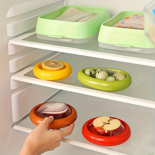 Set of 4 Silicone Vegetable Crispers - Reusable Food Storage Box for Refrigerator and Freezer, Anti-Oxidation Sealer