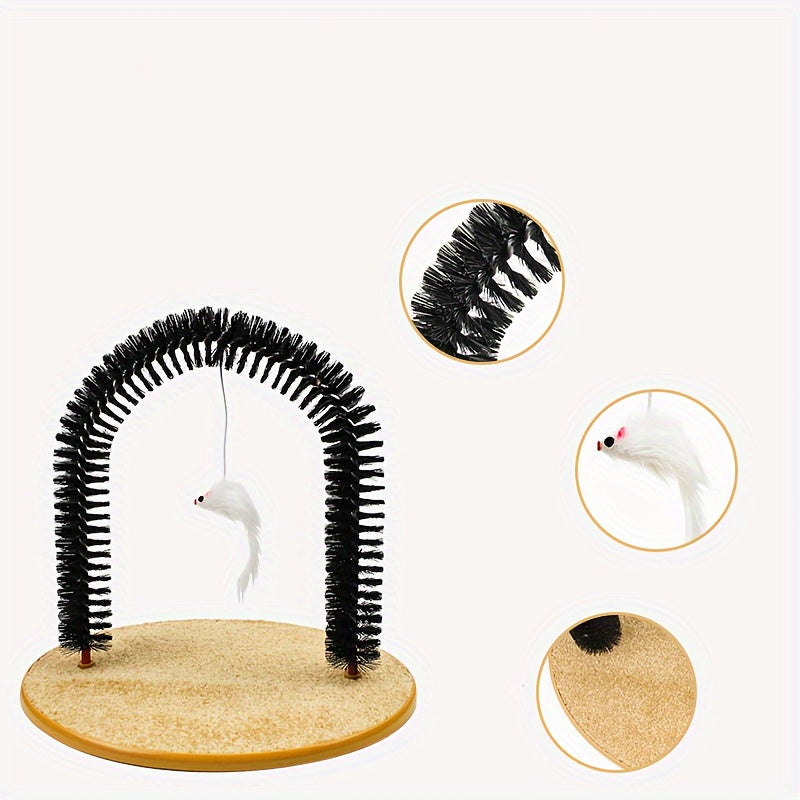 Multifunctional Cat Arch Grooming and Massage Toy - Hair Brush Scratching Toy for Cats and Kittens, Interactive Pet Supply