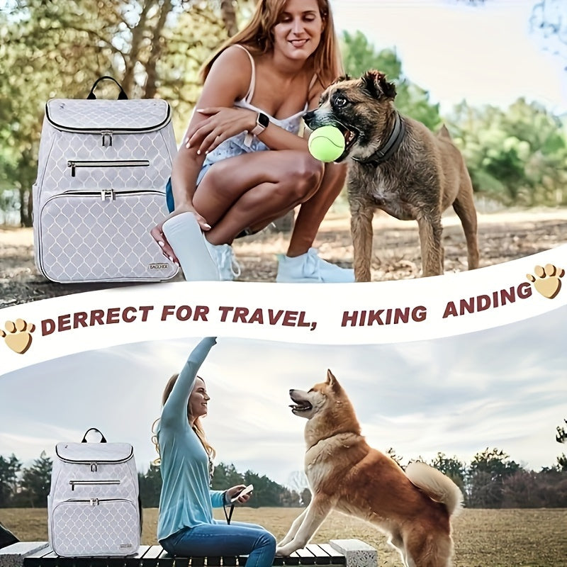 BAGLHER Dog Travel Bag Backpack – Airline Approved with 2 Silicone Collapsible Bowls and 2 Food Baskets, DLWhite