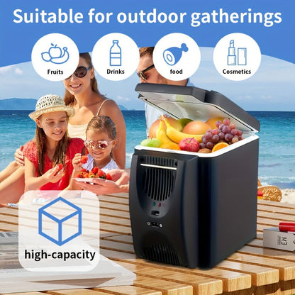 Compact 6L Portable Mini Fridge for Cars – DC 12V Electric Cooler for Drinks, Seafood and Fruits, Ideal for Travel and Outdoor Adventures