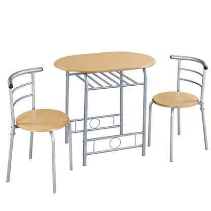 Costoffs Modern Round Compact Dining Table and 2 Chairs Set - Space-Saving Table Set for Kitchens, Apartments, and Dorm Rooms