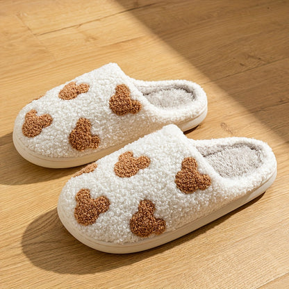 Cute Cartoon Mouse Pattern Slippers - Casual Slip-On Plush Lined Shoes, Comfortable Indoor Home Footwear