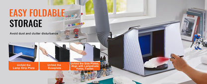 VEVOR Portable Airbrush Spray Booth – Hobby Paint Booth Kit with 4 LED Lights & Dual Exhaust Fans