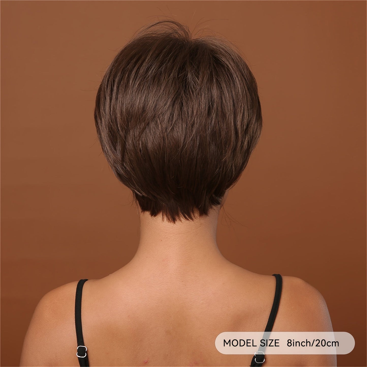 Synthetic 8 Inch Short Brown Pixie Cut Wig for Women - Perfect for Daily Wear & Cosplay