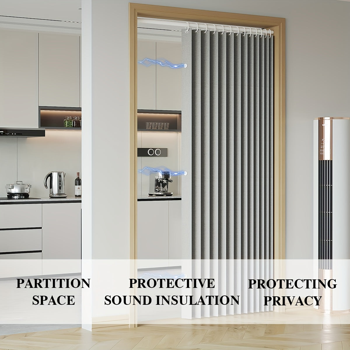 Waterproof and Scratch-Resistant Folding Door Curtain - Versatile for Kitchen, Office, Dining Room, Living Room, Bedroom | Invisible Partition, Easy Care, Polyester and Oxford Fabric, All-Season Modern Style with Magnetic Closure