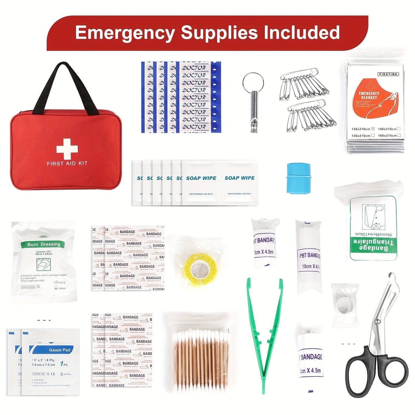 Portable First Aid Kit – Compact and Comprehensive for Home, Car, Camping, and Hiking – Includes Scissors, Tweezers, and Essentials
