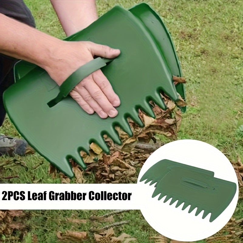 2 Large Garden & Yard Leaf Spoons - Plastic Grass Spoon, Manual Leaf Harrow & Collector for Garden Waste, Great Gardening Tools