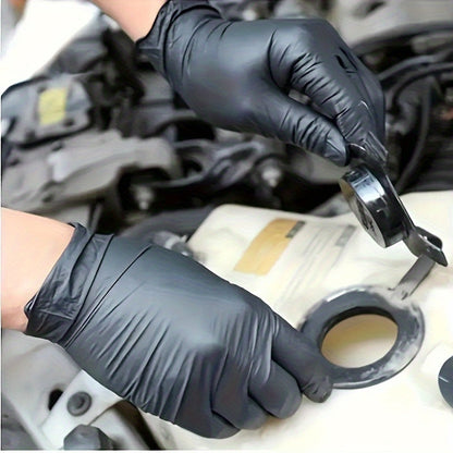 Black Nitrile Gloves - 20/50/99/100pcs Durable Non-Slip Textured Fingertip Gloves | Ideal for Kitchen Cleaning, Tattoo, Hair Dyeing, Pet Care, Beauty Salons, Household Chores | Disposable, Latex-Free