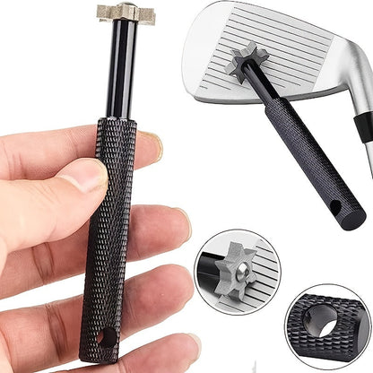 Premium Golf Club Groove Sharpener and Cleaner Set - Enhance Your Game with 6 Interchangeable Heads and Protective Pouch for Perfectly Sharpened and Cleaned Grooves
