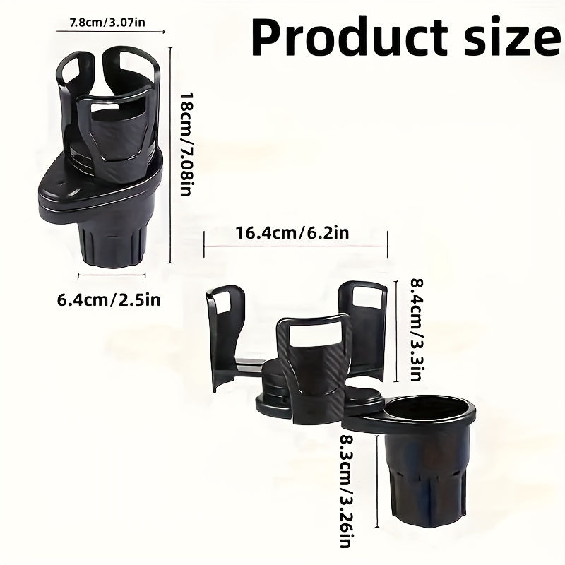 2 in 1 Rotating Car Cup Holder Expander – Durable ABS, Multi-Functional Vehicle Interior Accessory