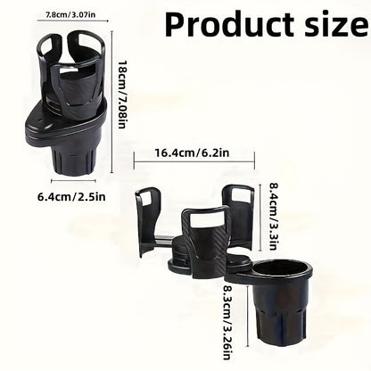 2 in 1 Rotating Car Cup Holder Expander – Durable ABS, Multi-Functional Vehicle Interior Accessory
