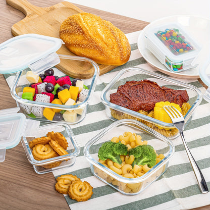 8-Pack Glass Food Storage Containers – Airtight Meal Prep Bento Boxes with Leak-Proof Locking Lids, Microwave, Oven, Freezer, and Dishwasher Safe, BPA-Free