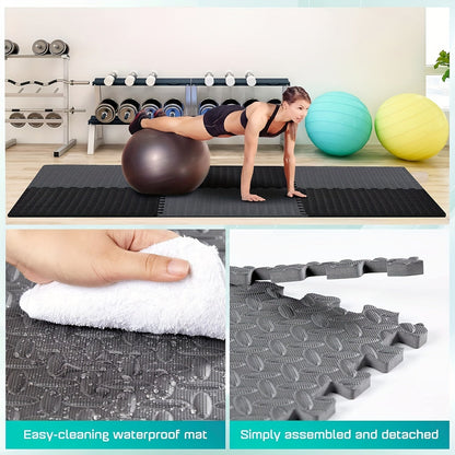 24 Tiles, 96 SQFT 1/2" Extra Thick Floor Exercise Mat – Interlocking Puzzle Mat for Home Gym, Gymnastics, and Protective Flooring (24"x24"x1/2" Each)