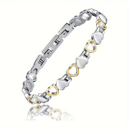 Women's Magnetic Bracelet - Stainless Steel with Ultra-Strong Magnets, Adjustable Silver & Gold Jewelry Gift
