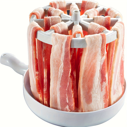Microwave Bacon Cooker - Cooks 1LB Bacon, Reduces Fat by 40% - Crispier and Healthier in Minutes, Easy Clean-Up