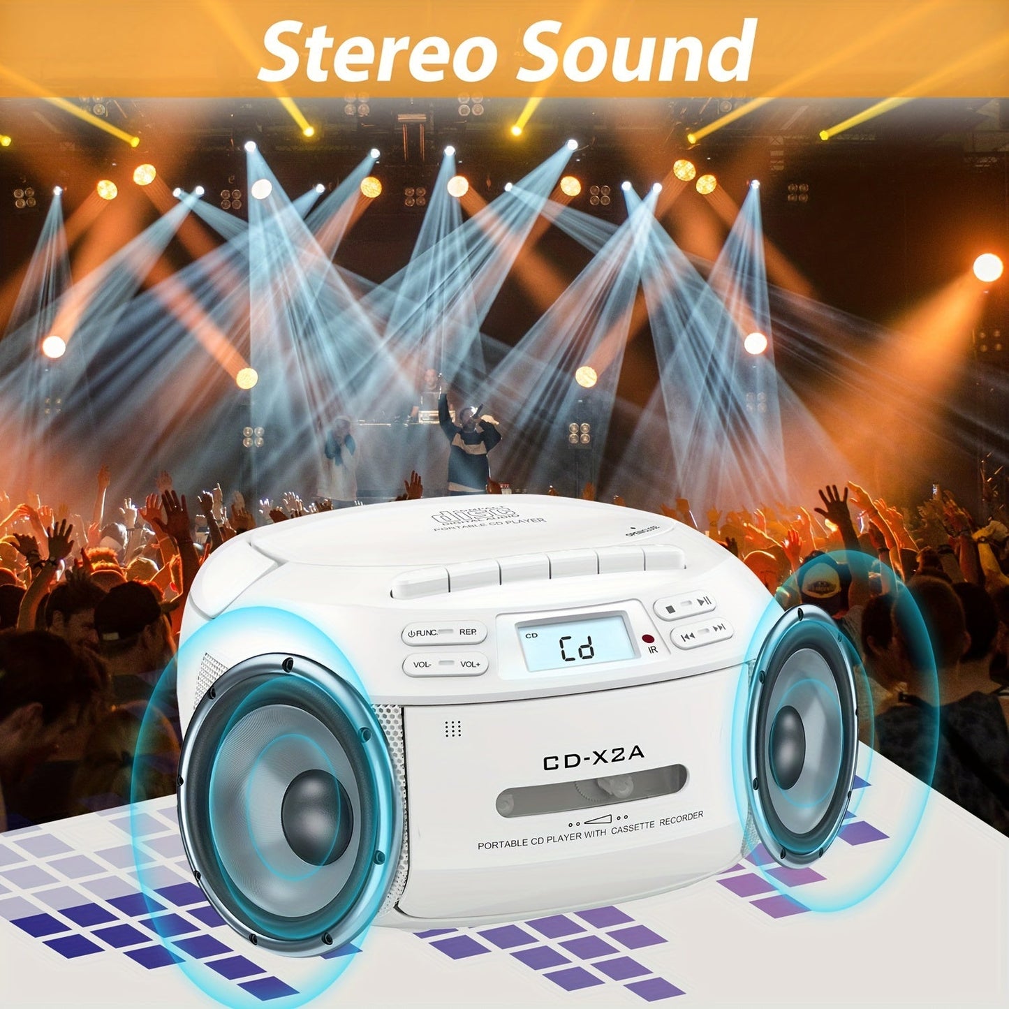 Greadio CD Player Boombox – Cassette Player with AM/FM Radio, Stereo Sound, Remote Control, AUX/USB Drive, Tape Recording, AC/DC Powered, Headphone Jack, LCD Display | Home and Gift