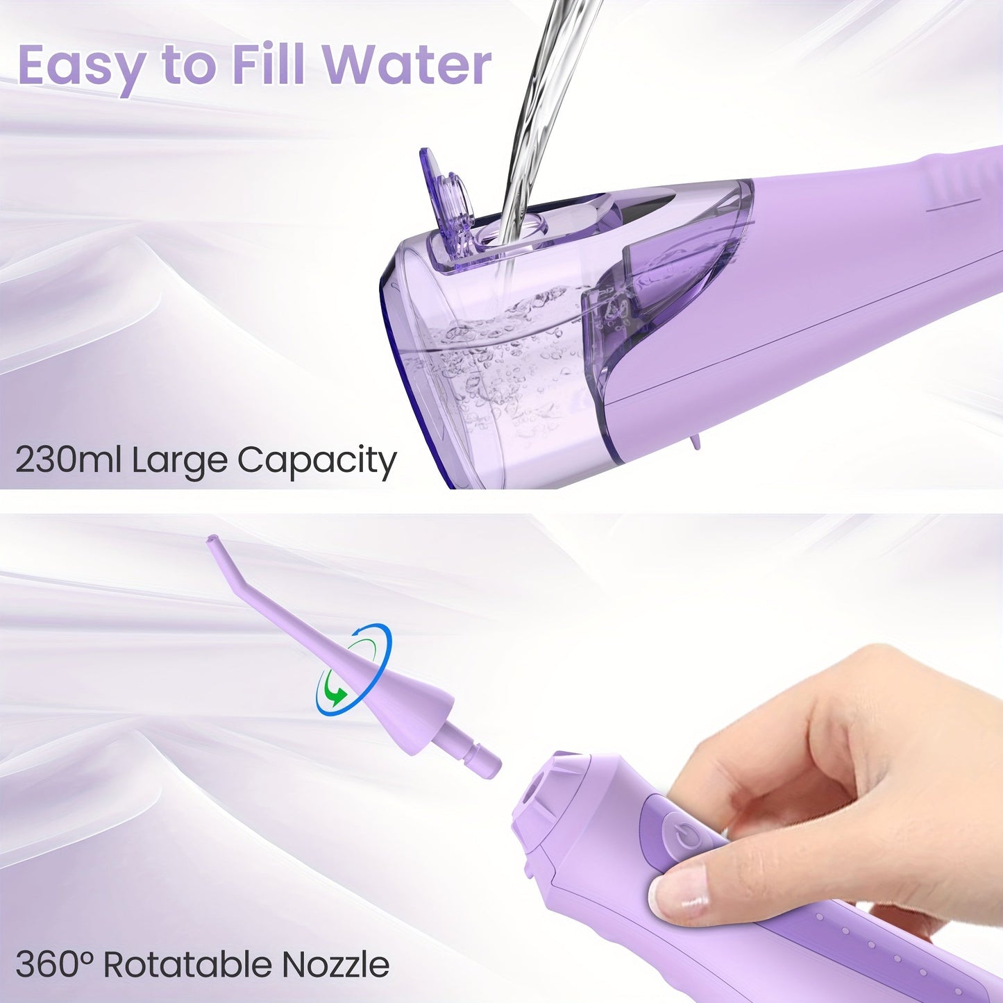 Professional Cordless Water Flosser - 350ml Tank, 8 Tips, 5 Modes, USB Rechargeable, Waterproof and Portable Oral Irrigator for Teeth Cleaning and Plaque Removal