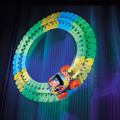 Colorful Luminous Electric Rail Car Set - Hangable Race Track Toy for Boys and Girls, Ideal for Birthdays, Christmas, Halloween (Battery Not Included)