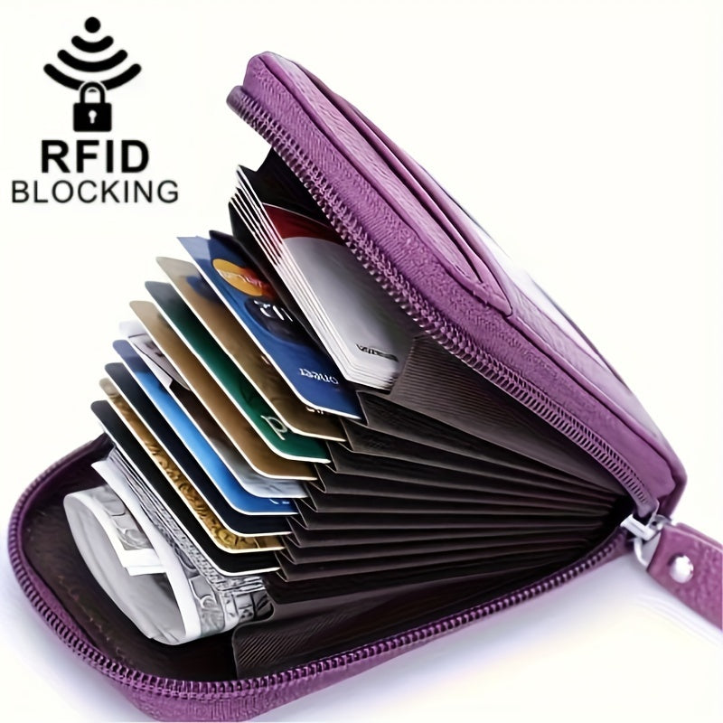 Mini RFID Blocking Card Holder Wallet - Multiple Card Slots, Portable, Zipper Enclosed, Clear Window, Coin Purse - Secure, Compact, Stylish Accessory for Everyday Carry