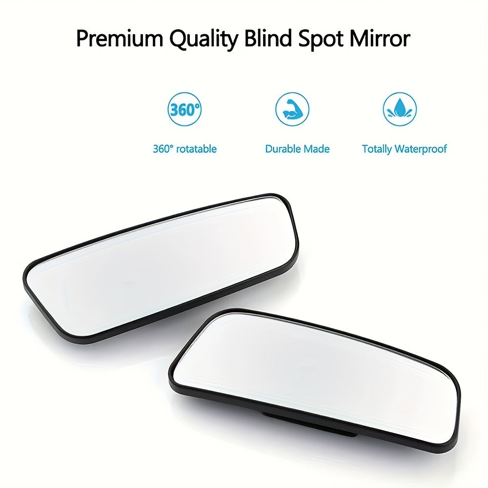 2PCS Oval Blind Spot Mirrors for Cars - Universal Fit, Front Placement, Adjustable Flat Wide Angle Side Rear View, Compatible with Multiple Models