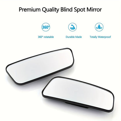 2PCS Oval Blind Spot Mirrors for Cars - Universal Fit, Front Placement, Adjustable Flat Wide Angle Side Rear View, Compatible with Multiple Models