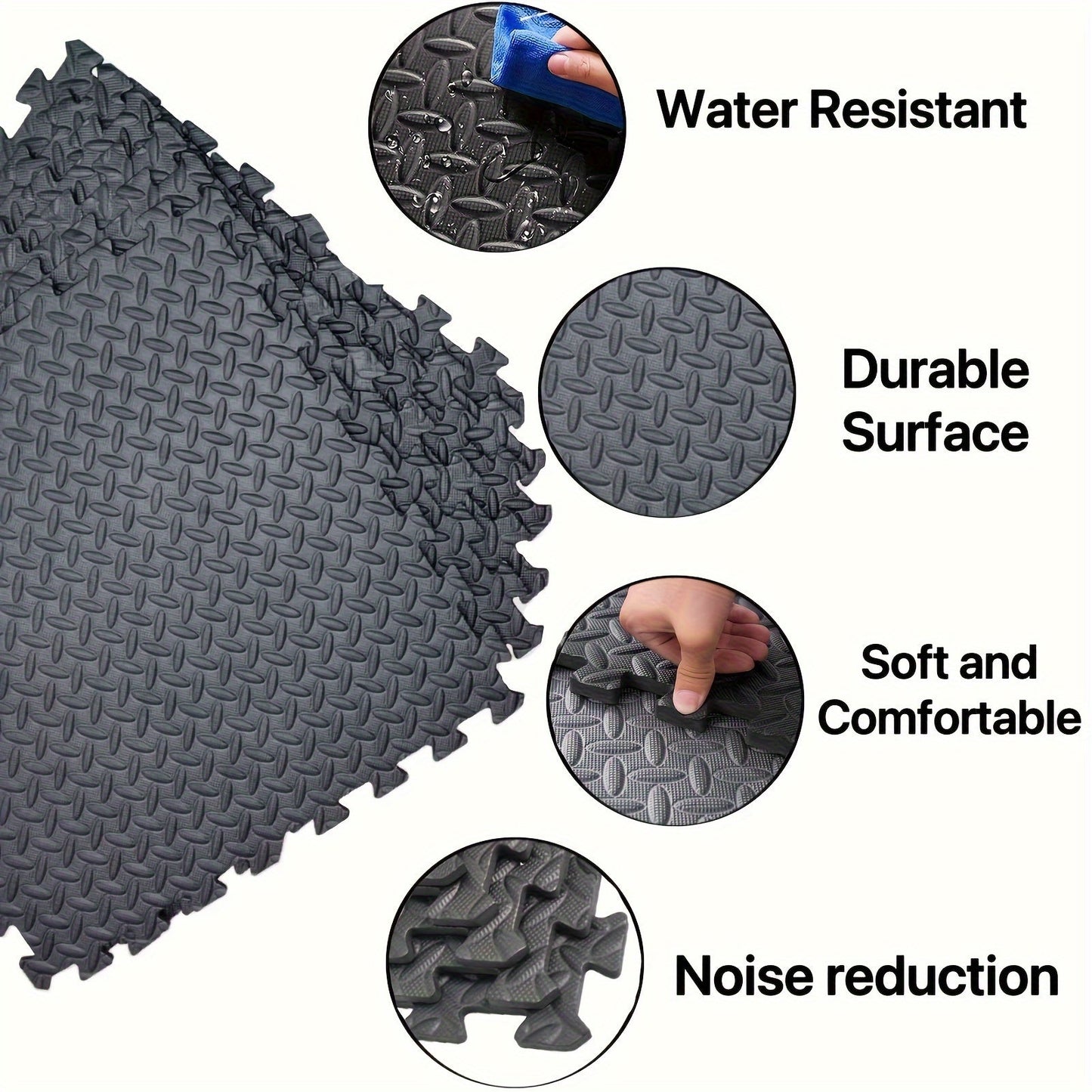 24 Tiles, 96 SQFT 1/2" Extra Thick Floor Exercise Mat – Interlocking Puzzle Mat for Home Gym, Gymnastics, and Protective Flooring (24"x24"x1/2" Each)