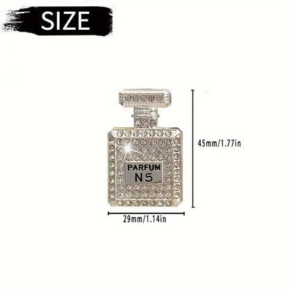 Luxurious Rhinestone Car Perfume Bottle – Women's Car Air Freshener, Parfum N5 with Scented Stick – 45mm x 29mm