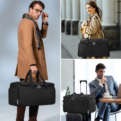 SOLOSAIC Convertible Carry-On Garment Bag - 2 in 1 Travel Duffle with Shoe Compartment, Hanging Dress Suitcase and Toiletry Bag for Men and Women, Black