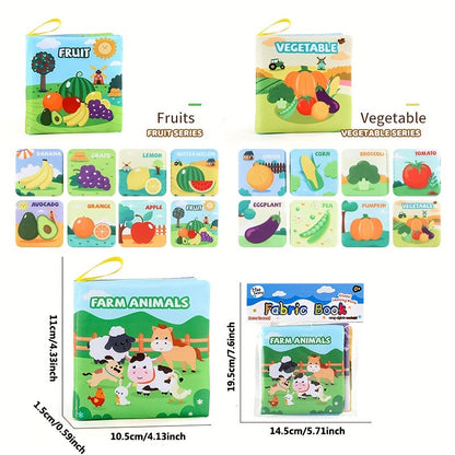 9 Piece Baby Cloth Book Set - Early Education Puzzle, Washable Tear-Resistant Palm Books with 8 Pages Each