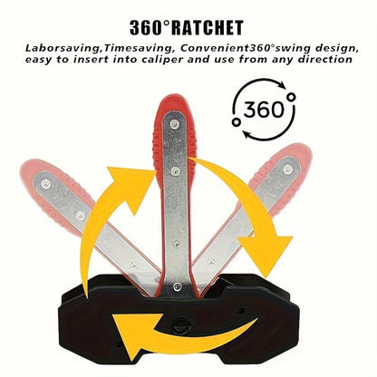 Brake Caliper Compression Tool – Ratcheting Caliper Piston Spreader with 2 Steel Plates and 2 Hangers, Car Brake Caliper Press Tool