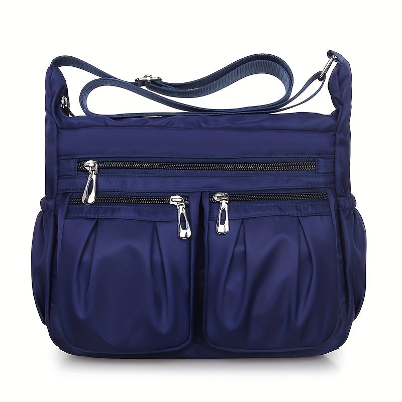 Waterproof Nylon Crossbody Bag for Women - Multi-Compartment Shoulder Purse with Zipper, Casual Everyday Bag for Middle-Aged and Elderly