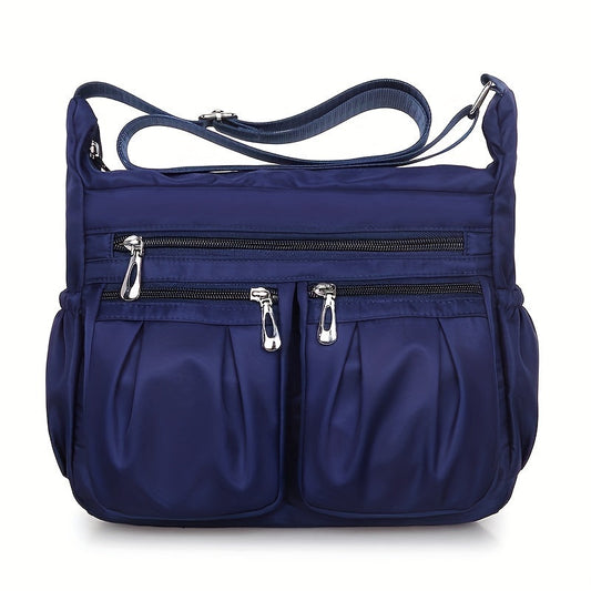 Waterproof Nylon Crossbody Bag for Women - Multi-Compartment Shoulder Purse with Zipper, Casual Everyday Bag for Middle-Aged and Elderly