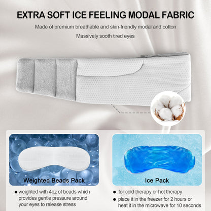 Sleep Mask with Headphones – White Noise, Blackout Light, Ice-Feeling, Extra Soft Modal Lining Eye Mask