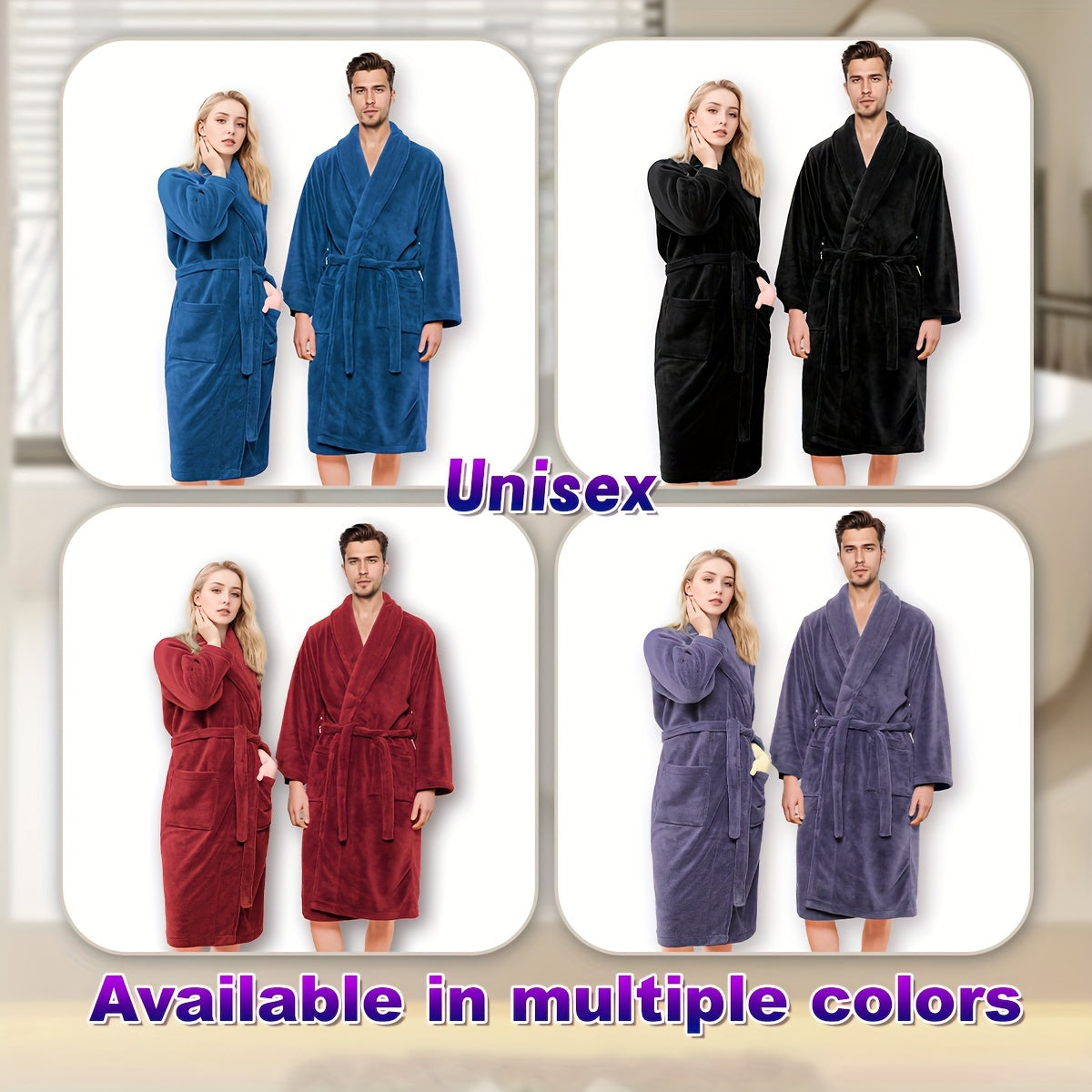 Ultra-Soft Fleece Bathrobe for Men and Women - Cozy, Warm, Machine Washable - Perfect for Bathroom or Bedroom